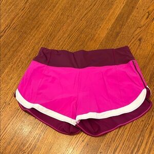 Athleta Running Shorts • Maroon & Pink w/ White Trim • Medium • Activewear